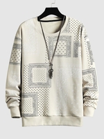 Paisley Polka Dot Ethnic Print Sweatshirt Xs Beige