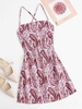 Paisley Print Criss Cross Mini Slip Dress L