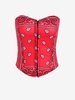 Paisley Print Hook Front Bandeau Corset Top M Red