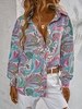 Paisley Print Loose Button Down Shirt L Multi a