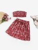 Paisley Print Smocked Bandeau Belted Skater Skirt Set M Red