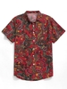 Paisley Print Vintage Short Sleeve Shirt Xs Red