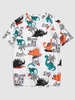 Palm Tree Animal Slogan Short Sleeve T-shirt Xl White
