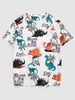 Palm Tree Animal Slogan Short Sleeve T-shirt Xxl White