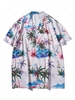 Palm Tree Hawaii Summer Vacation Button Up Shirt Xxl Sakura pink