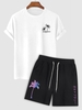 Palm Tree JUST FUNNY Tee With Japanese Characters Sweat Shorts White