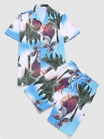 Palm Tree Leaf Print Vacation Shirt And Shorts Set Xxl Blue ivy