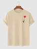 Panda and Heart Printed Casual T-shirt Xl Light coffee