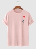 Panda and Heart Printed Casual T-shirt Xl Light pink