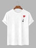 Panda and Heart Printed Casual T-shirt Xl White