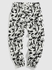 Panda Print Drawstring Jogger Pants Xxl White