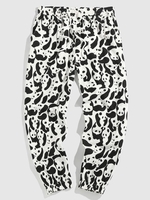 Panda Print Drawstring Jogger Pants Xxl White