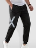 PARIS and X Pattern Drawstring Jogger Pants S Black
