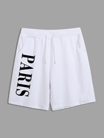 PARIS Drawstring Streetwear Sweat Shorts Xl White