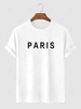 PARIS Letter Print Basic T-shirt S White