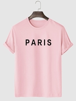 PARIS Letter Print Basic T-shirt Xl Light pink