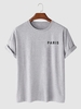 Paris Letter Printed Short Sleeves T-shirt M Light gray