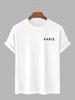 Paris Letter Printed Short Sleeves T-shirt S White
