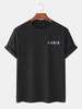 Paris Letter Printed Short Sleeves T-shirt Xl Black