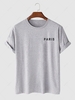 Paris Letter Printed Short Sleeves T-shirt Xl Light gray