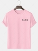 Paris Letter Printed Short Sleeves T-shirt Xl Light pink