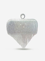 Party Evening Fringes Detail Sparkle Rhinestones Crossbody Clutch Bag