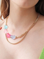 Pastel Hearts Layered Chain Necklace