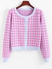 Pastel Plaid Button Up Cardigan S Light pink