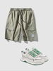 Patch Cargo Shorts With Lace Up Sneakers Light green