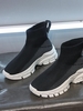 Patch Decor Knit Sock Sneakers