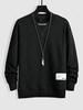Patch Decor Letter Embroidery Essentials Pullover Sweatshirt L Black