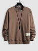 Patch Decor Letter Embroidery Essentials Pullover Sweatshirt L Coffee