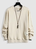 Patch Decor Letter Embroidery Essentials Pullover Sweatshirt L Light yellow
