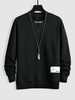 Patch Decor Letter Embroidery Essentials Pullover Sweatshirt M Black