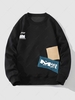Patch Design Letter Pullover Sweatshirt Xs Black