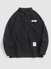 Patch Design Multi-pockets Cargo Shirt M Black