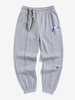 Patch Design Side Drawstring Reflective Stripe Jogger Sweatpants L Light gray