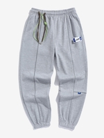Patch Design Side Drawstring Reflective Stripe Jogger Sweatpants L Light gray