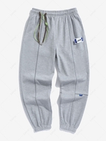 Patch Design Side Drawstring Reflective Stripe Jogger Sweatpants Xxl Light gray