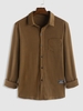 Patch Design Textured Long Sleeves Shirt Xl Coffee