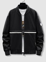 Patch Design Woven-tape Bomber Jacket Xs Black