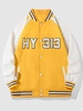 Patched Colorblock Stripes Baseball Varsity Jacket 2xl Rubber ducky yellow