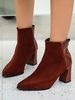 Patchwork Embossed Chunky Heel Classic Boots