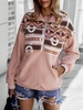Patchwork Half Zip Faux Pockets Sweatshirt S Light pink