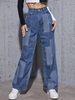 Patchwork High Waisted Baggy Slouchy Jeans Xl Blue