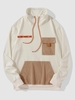 Patchwork Kangaroo Pockets Casual Sweatshirt M Multi a