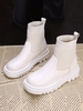 Patchwork Solid Color Knit Slip-On Boots