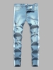 Patchwork Zipper Pockets Casual Jeans 32 Light blue