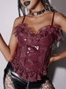 Patent Leather Lace Insert Camisole M Deep red