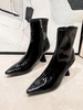 Patent Leather Side Zipper Sock Boots
